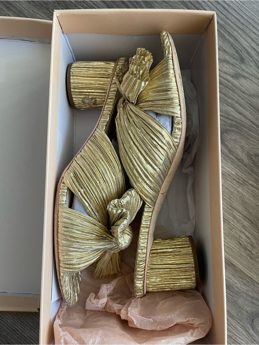 Loeffler Randall Emilia Gold Bow Mules Sandals